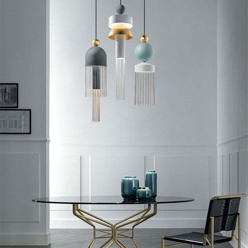 Arisha Design LED Lampada a Sospensione Metallo Nappa Campanelli Eolici Moderna Soggiorno/Camera da Letto