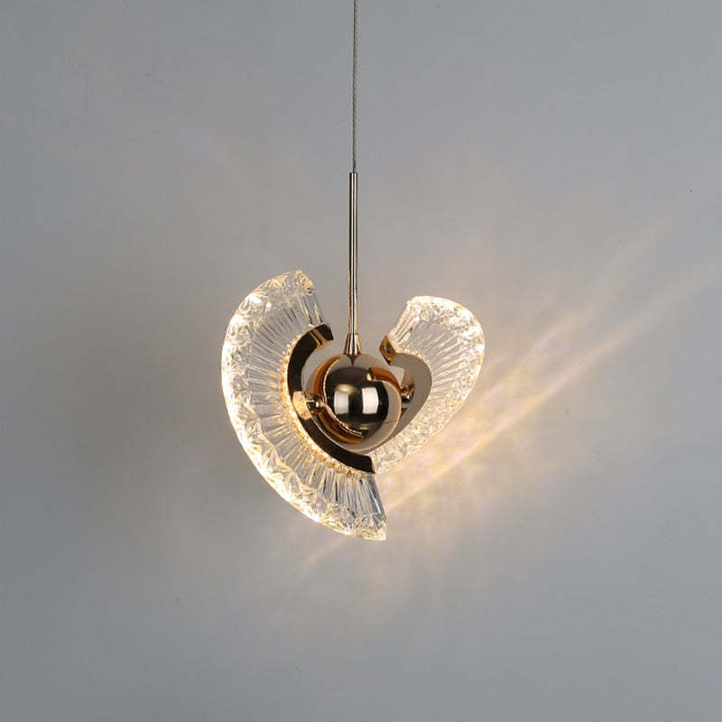 Kristy Design Lusso LED Lampada a Sospensione Metallo Acrilico Oro Soggiorno/Camera da Letto