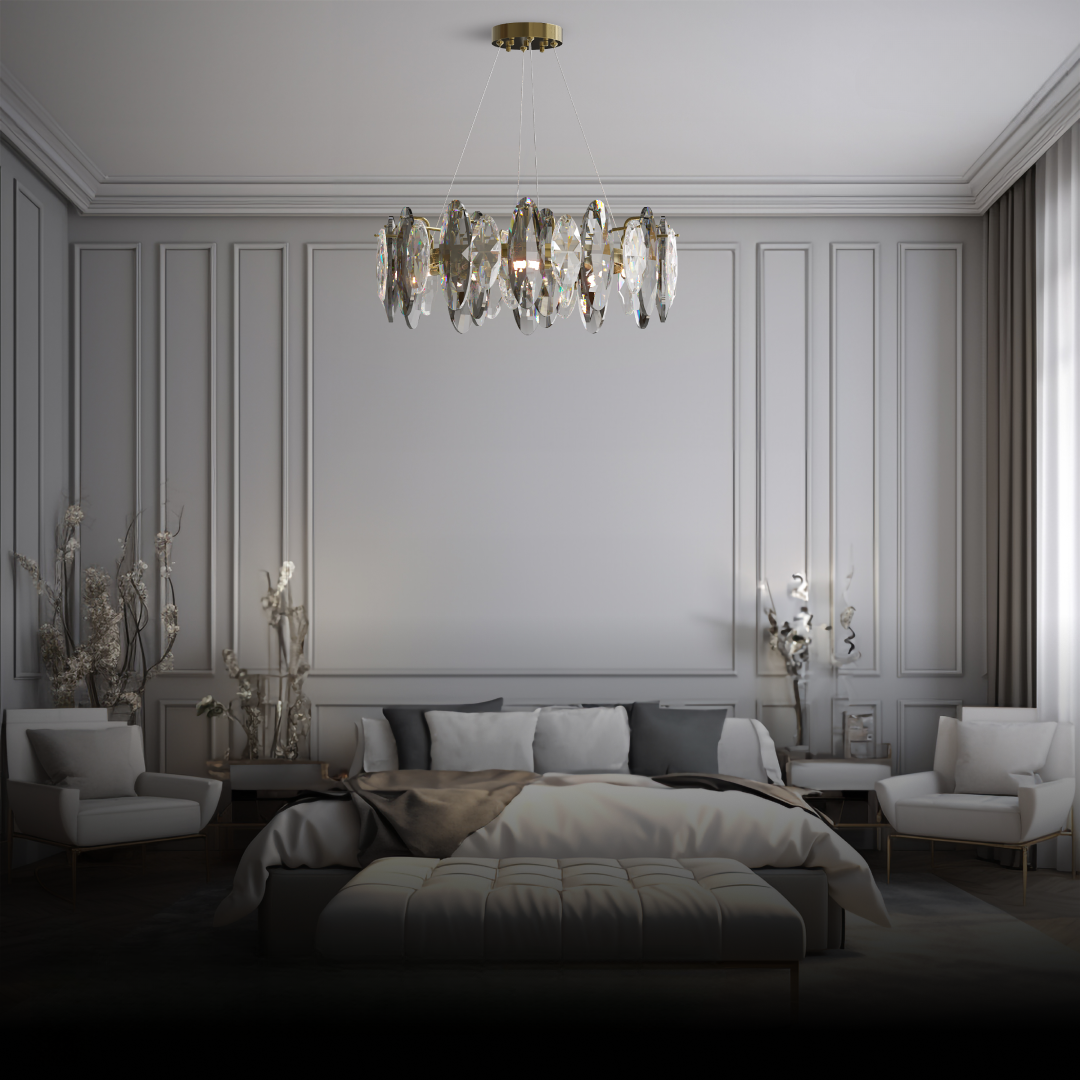 Kristy Cristallo LED Vetro/Metallo Lampadari Ellittica Oro Soggiorno