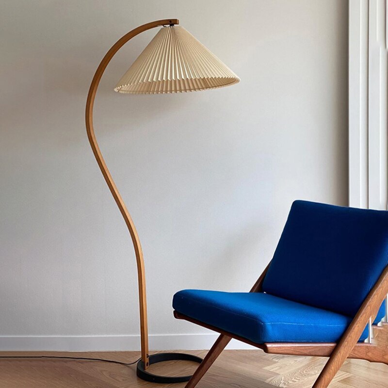 Muto Minimalista LED Lampada da Terra Metallo Legno Arco Soggiorno/Camera da Letto