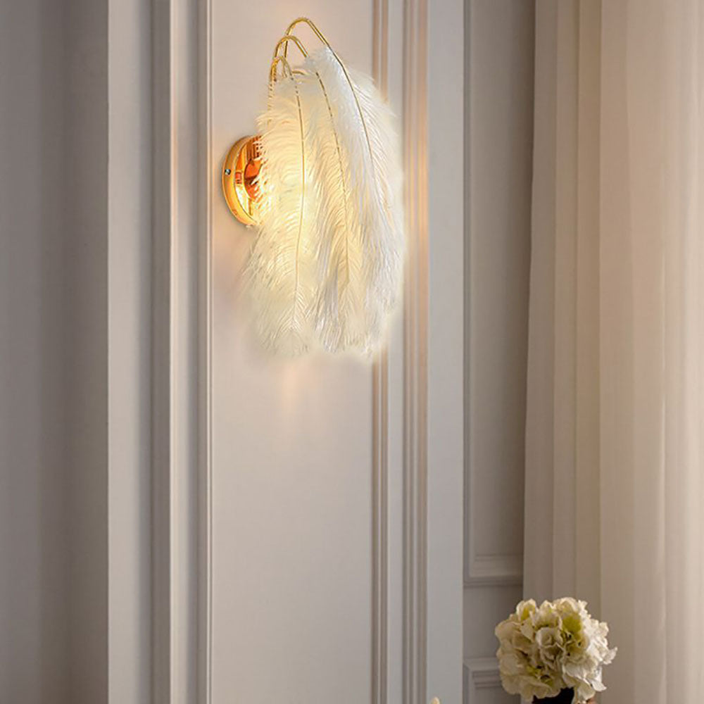 O'Moore Moderno Arte Deco LED Applique Metallo/Piuma Oro Soggiorno/Camera da Letto