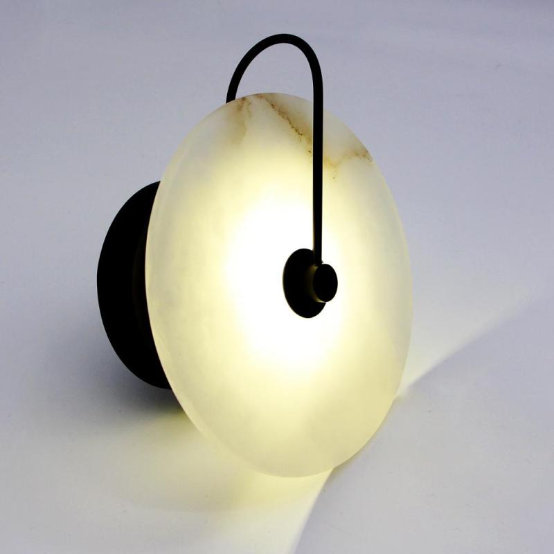 Arisha Moderno LED Applique Marmo Artificiale Metallo Oro/Nero Rotonda Comodino/Soggiorno/Camera da Letto