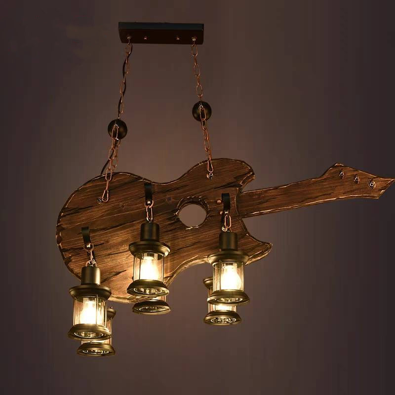 Epoch Legno Metallo Chitarra a 6 Lanterne Agriturismo Lampade a Sospensione