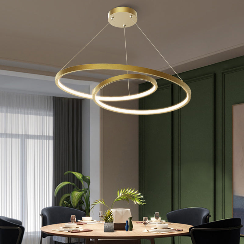 Arisha Moderno LED Cerchio Curvo Lampade a sospensione Metallo Nero/Oro Soggiorno/Camera da Letto