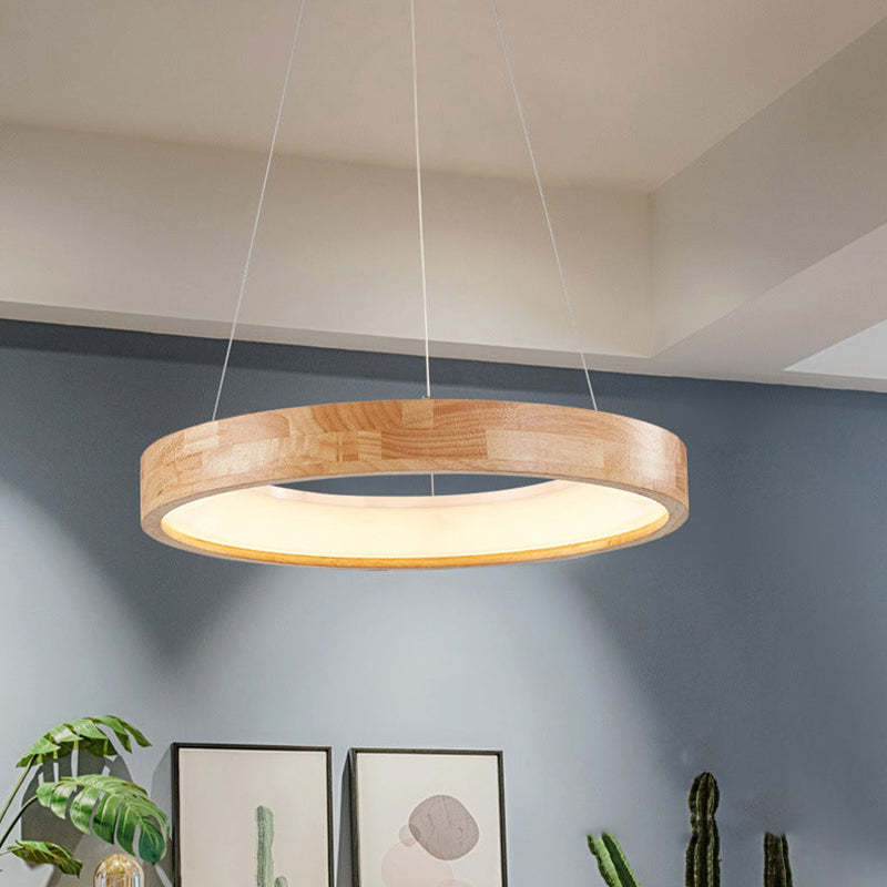 Muto Lampade a Sospensione Legno Bianco/Oro Anello Soggiorno Moderne