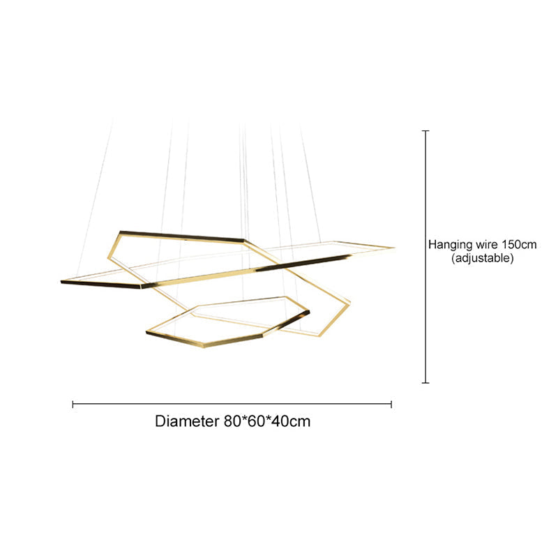 Arisha Minimalista LED Lampada a Sospensione Metallo Oro DIY Geometria Soggiorno/Camera da Letto