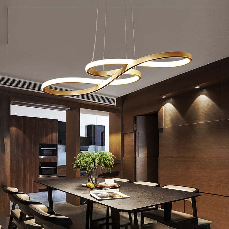 Arisha Lampada a Sospensione Lineare Moderna Nero/Oro/Bianco