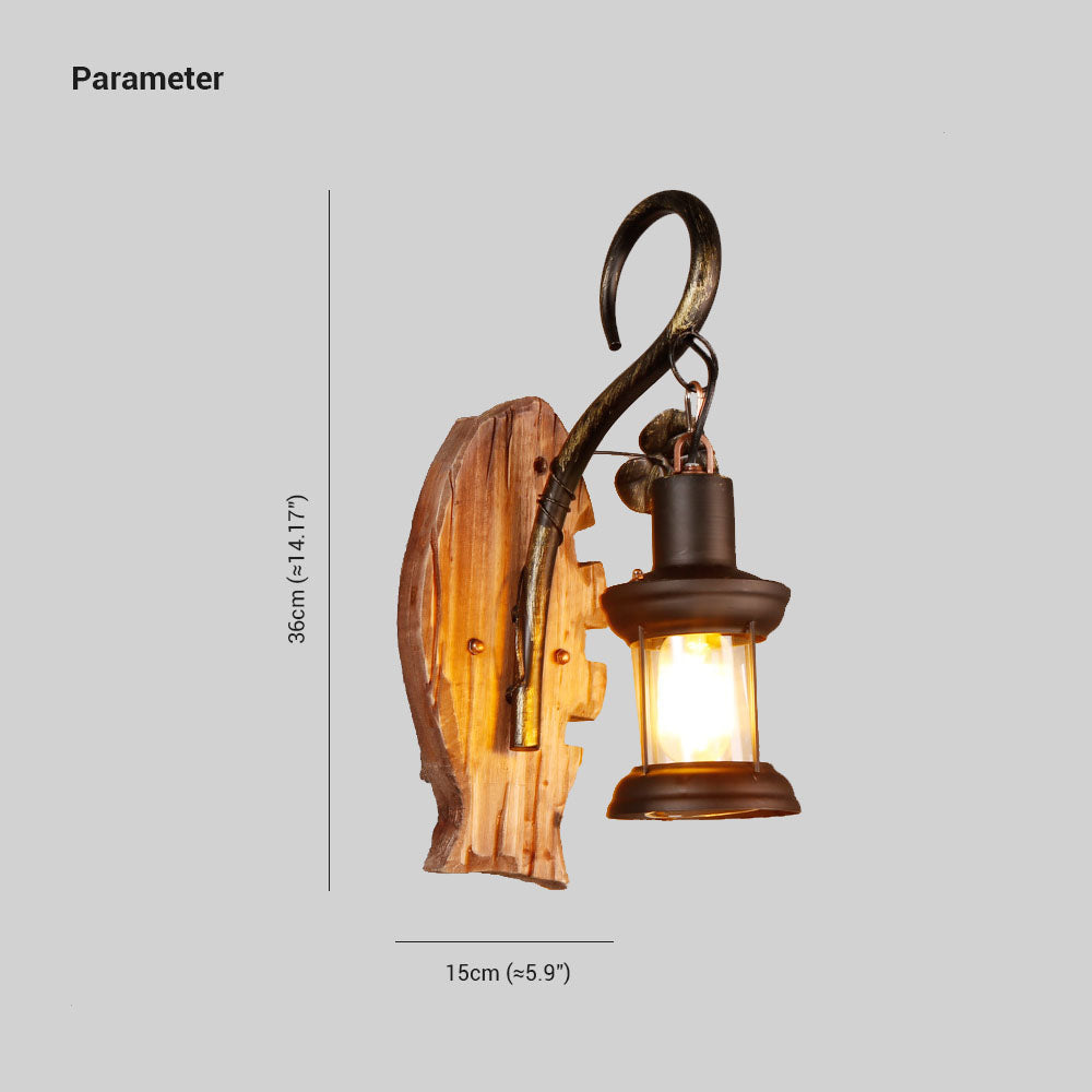 Epoch Moderni LED Pesce Applique Legno Metallo Marrone Soggiorno/Camera da Letto