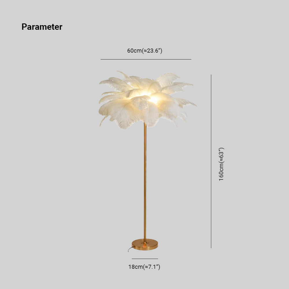 O'Moore Elegante LED Lampada da Terra Piuma di Struzzo/Metallo