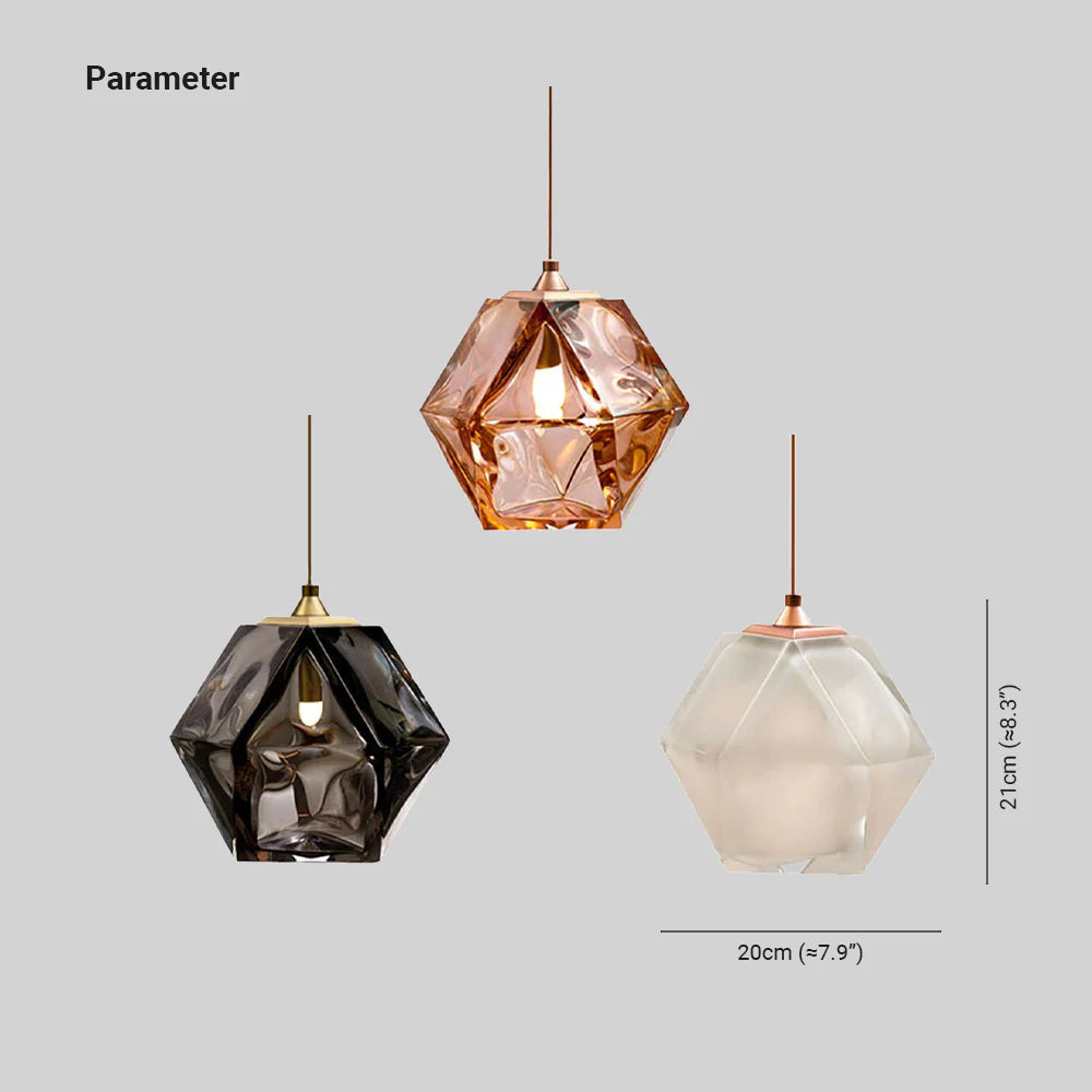 Valentina Moderno Vetro Multi Poligonale Lampade a Sospensione Bianco/Grigio Fumé/Oro Rosa