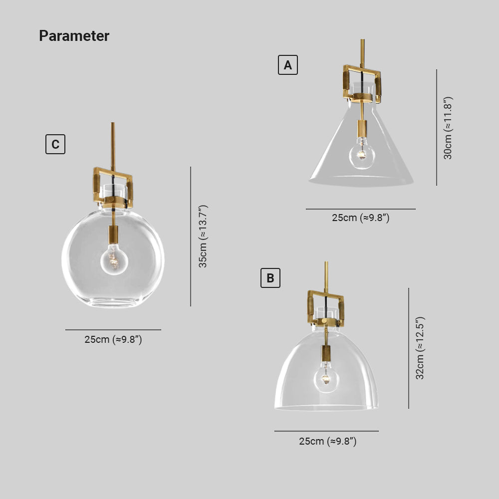 Arisha Moderne Metallo/Vetro Geometriche Lampade a Sospensione Soggiorno