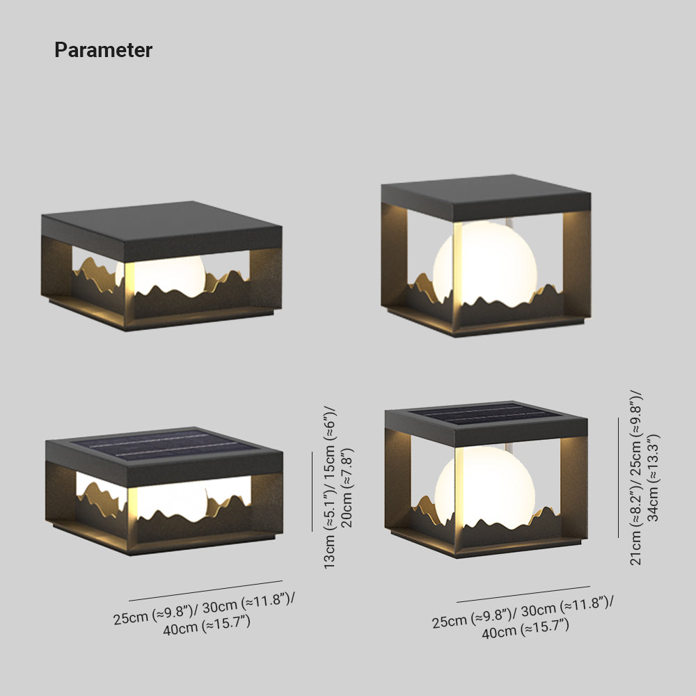Ray Moderno Quadrato Solare Metallo Lampade da Esterno Nero