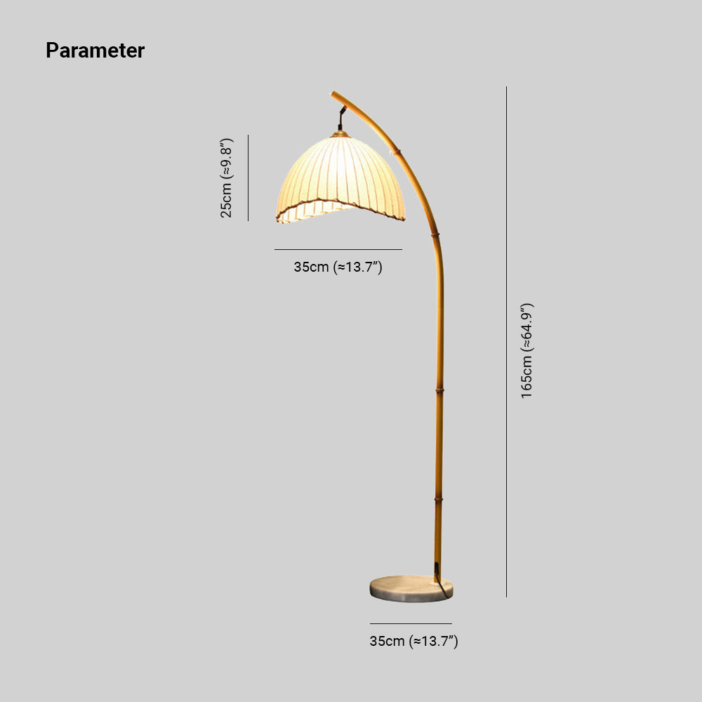 Muto Vintage LED Lampada da Terra Metallo/Tessuto/Bamboo Bianco