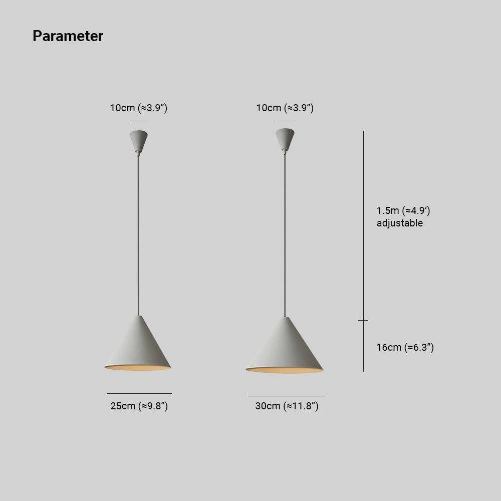 Arisha Lampada a Sospensione Metallo Grigio Cono Minimalista
