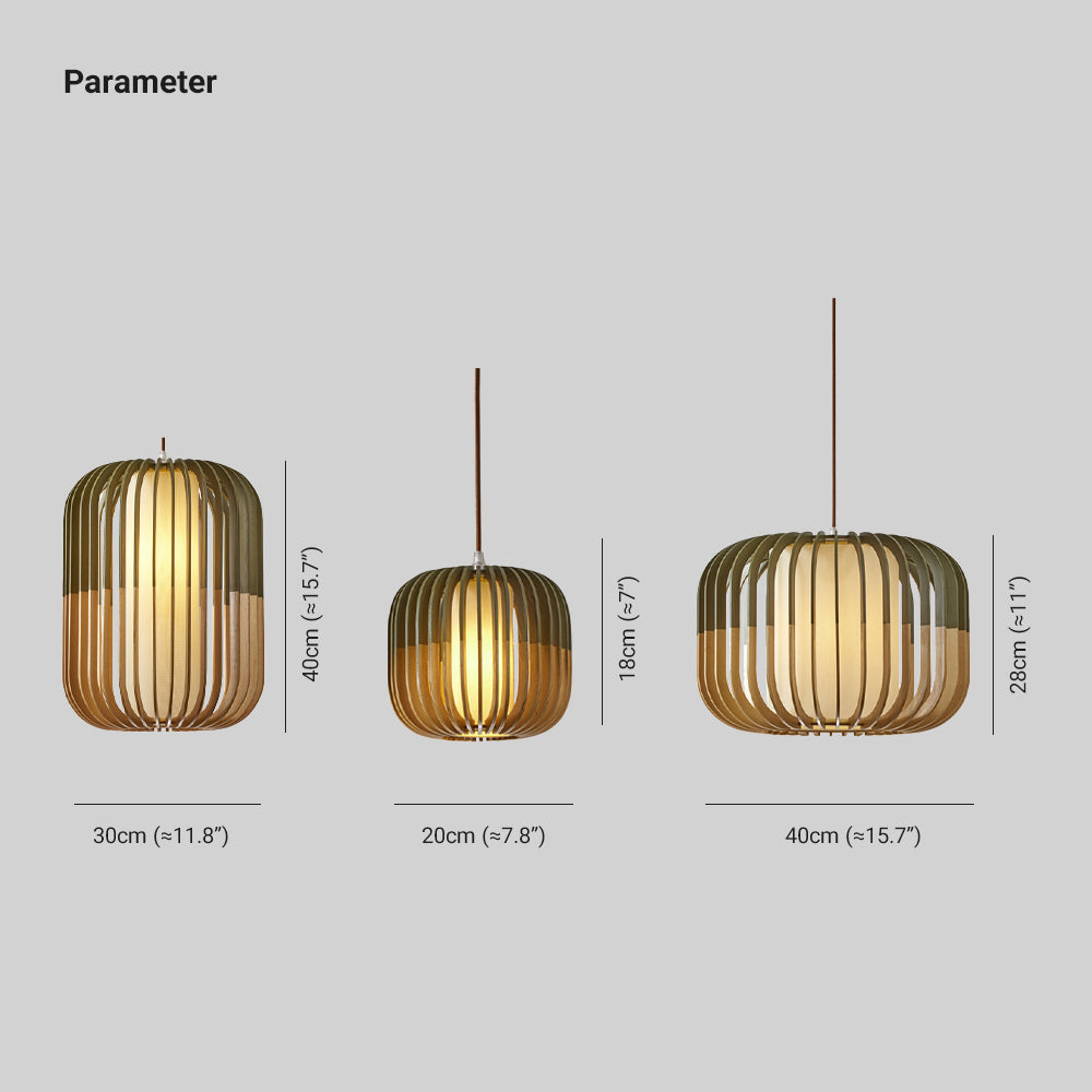 Muto Moderne LED Gabbia Lampade a Sospensione Legno Tessuto Oro Soggiorno/Camera da Letto