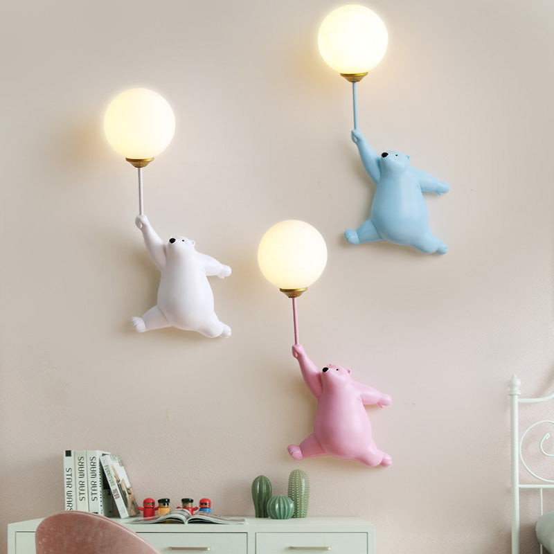 Aria Design LED Applique da Parete Lettura Pallone d'Orso Bianco/Blu Camera da letto/Studio/Soggiorno