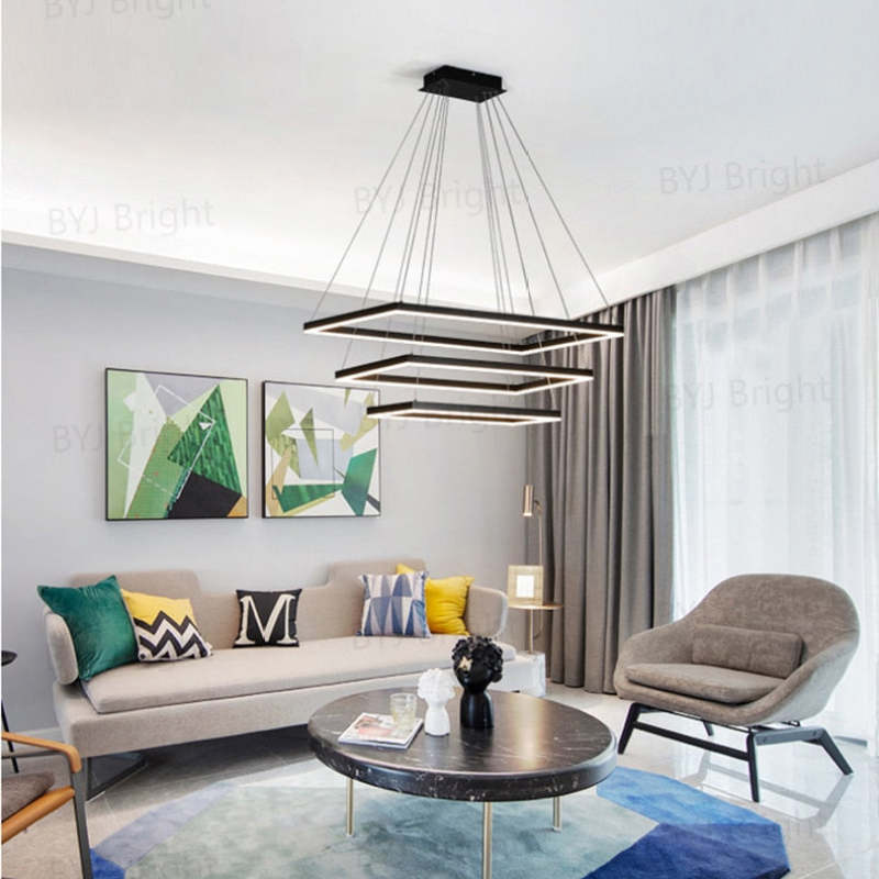 Arisha Moderno LED Lampada a Sospensione 5 Stratificato Nera Soggiorno/Camera da Letto