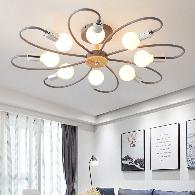 Arisha Elegante LED Bellissimo Plafoniera Metallo Vetro Fiore Grigia/Verde Soggiorno/Camera da Letto