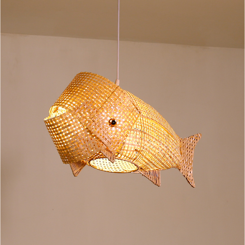 Ritta Moderni LED Lampada a Sospensione Pesce Bambù Oro Soggiorno/Camera da Letto