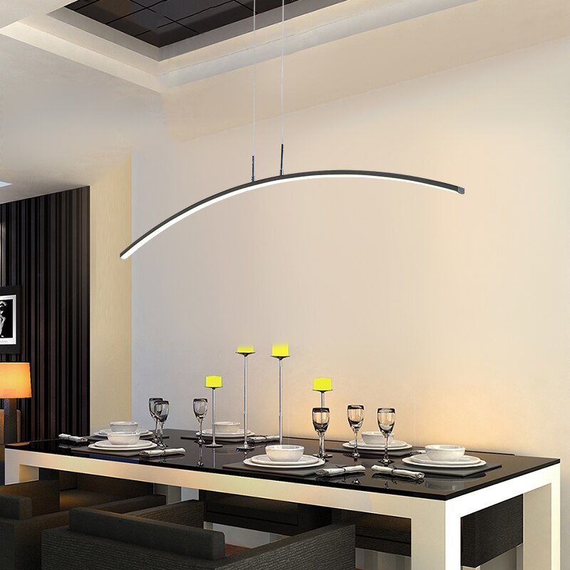 Arisha Moderna LED Curvo Lineare Lampada a Sospensione Nero/Bianco Sala da Pranzo/Soggiorno/Camera da Letto