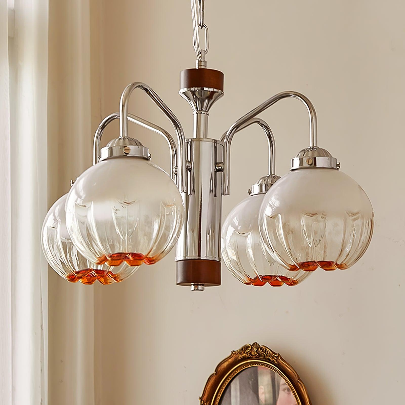 Ulliria Nordic Art Flower Walnut Glass Chandelier - Blowlighting