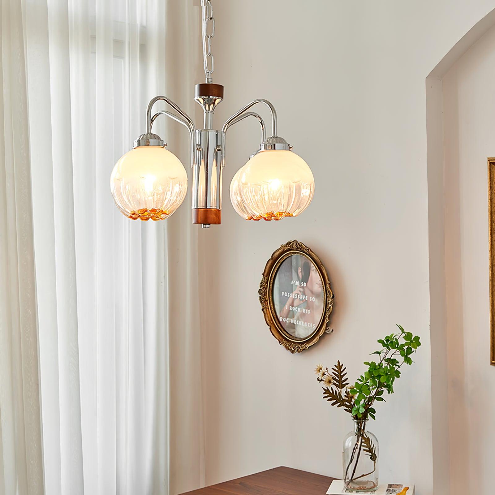 Ulliria Nordic Art Flower Walnut Glass Chandelier - Blowlighting