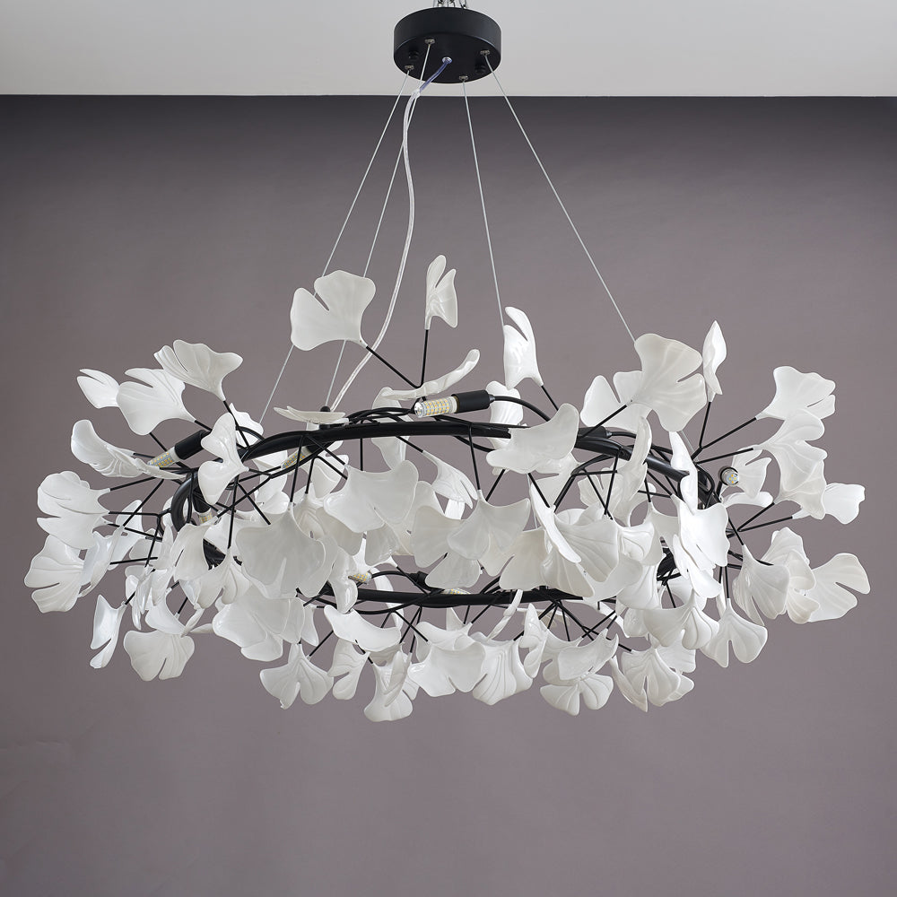 Olivia EarthenGlo Lampadario Art Deco bianco da cucina moderna, Metallo e Ceramica