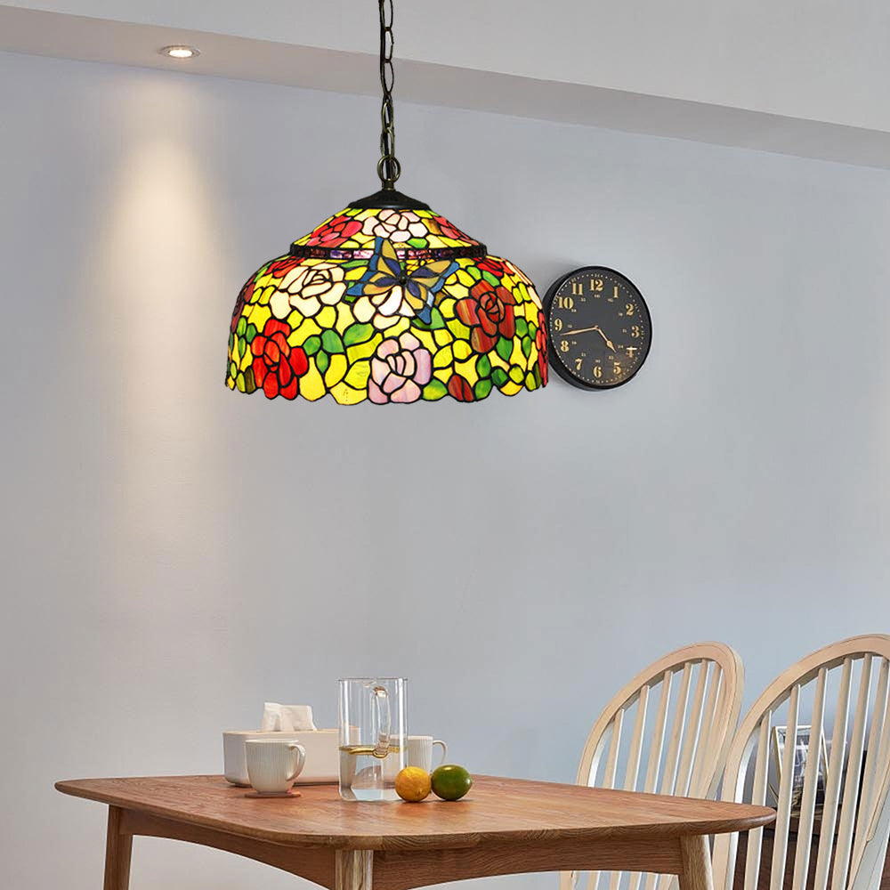 Tiffany Vintage Metallo Vetro Lampade a Sospensione Ristorante