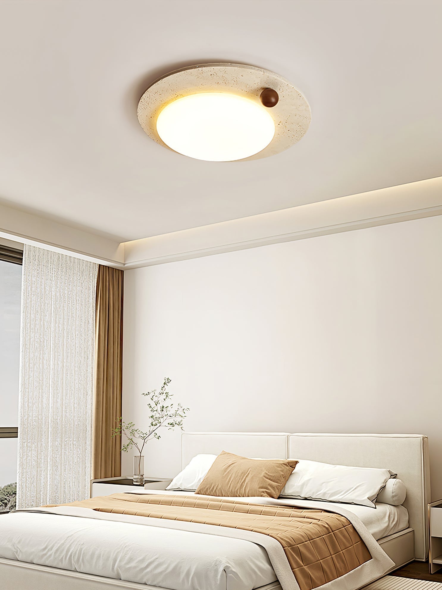 Circular Travertine Ceiling Light - Neutralighting