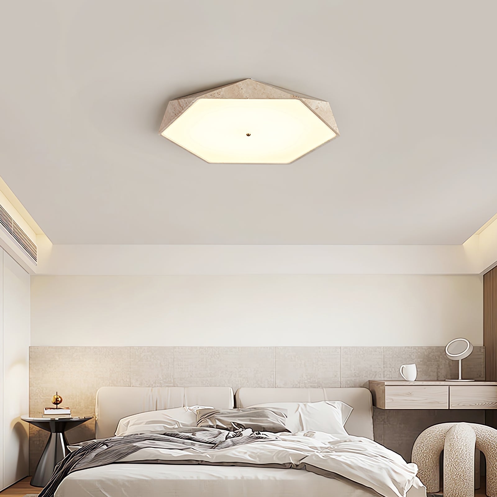 Hexagonal Travertine Ceiling Light - Neutralighting