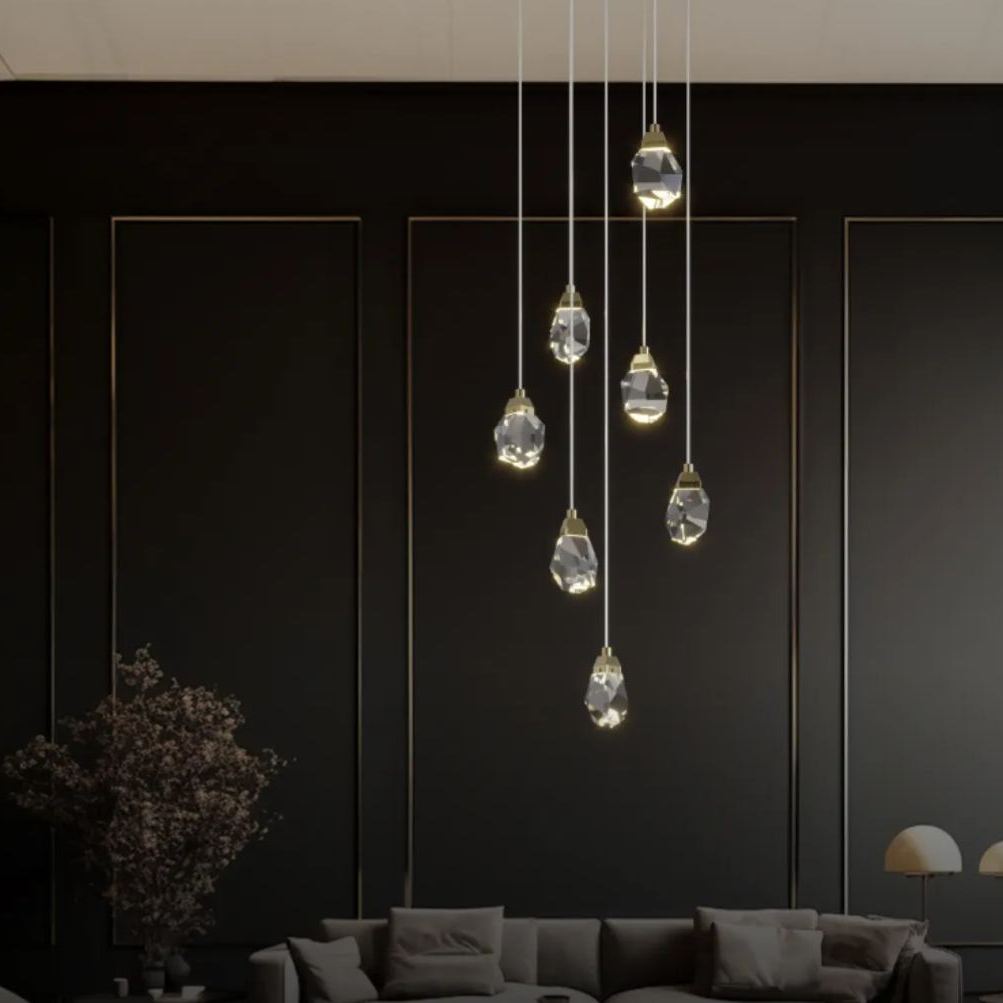 Kristy Design Cristallo LED Metallo Lampade a Sospensione Oro Soggiorno