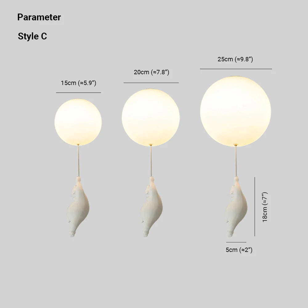 Aria Moderno Bellissimo LED Plafoniera Bianco Orso Pallone Resina