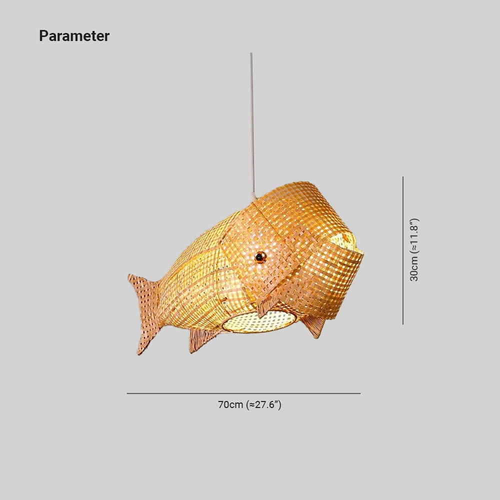 Ritta Moderni LED Lampada a Sospensione Pesce Bambù Oro Soggiorno/Camera da Letto