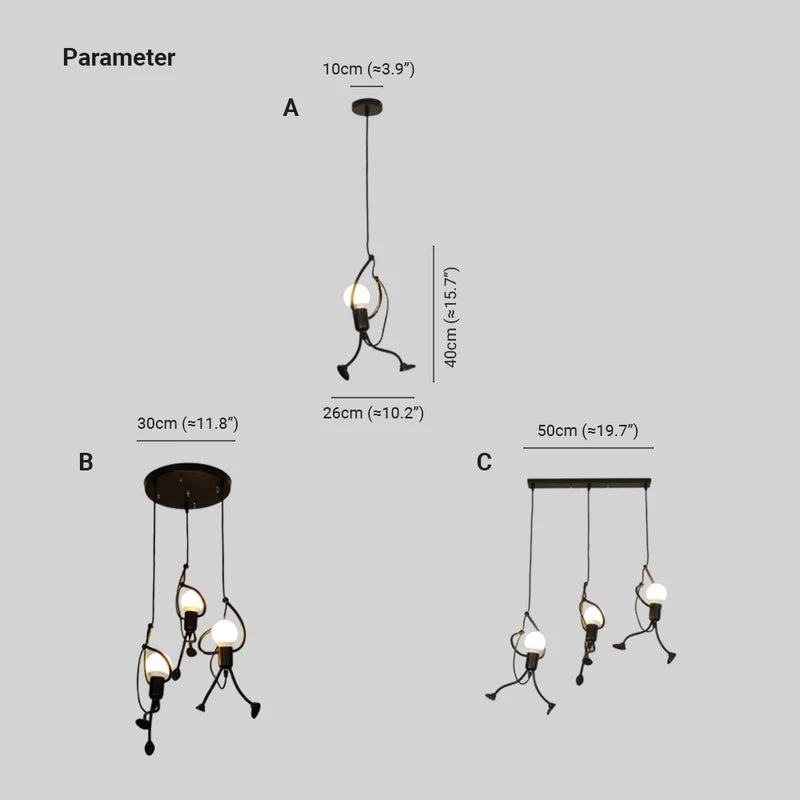 Arisha LED Ferro Speciale Design Uomo Lampada a Sospensione