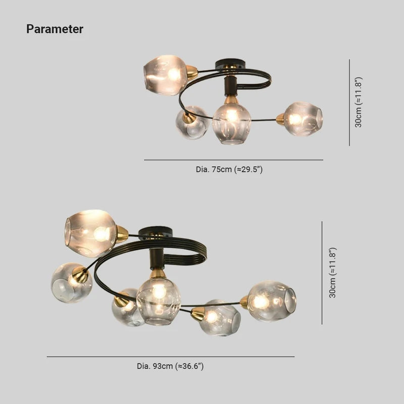 Valentina Moderno LED Spirale Plafoniere Metallo Vetro Nero/Oro Sala da Pranzo/Soggiorno/Camera da Letto