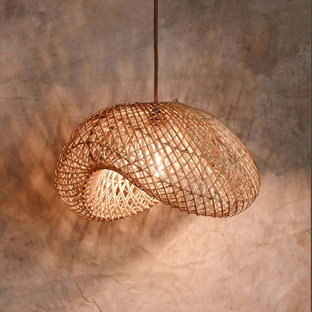 Ritta Lampada a Sospensione Rustica in Rattan Ritta