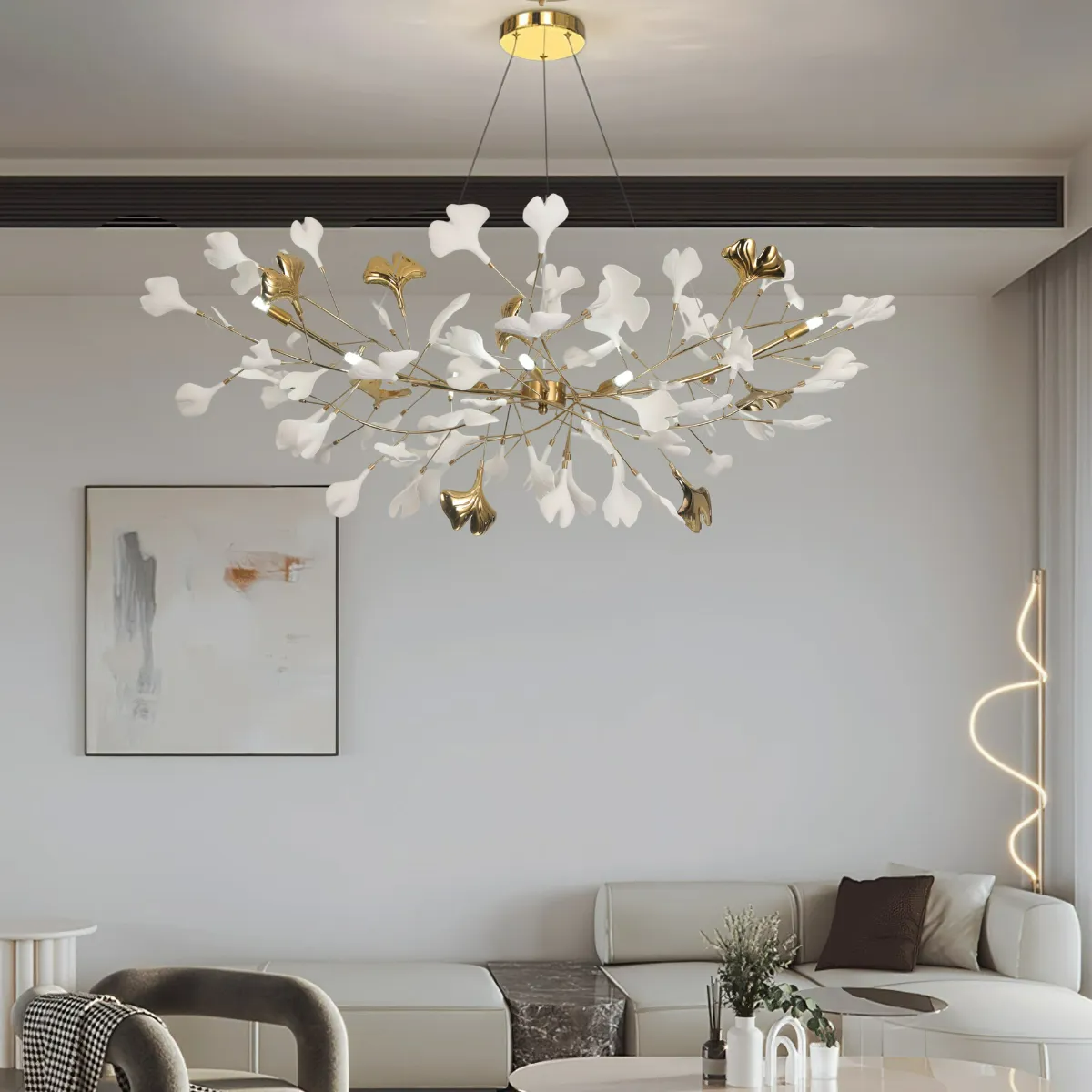 Olivia Lampadario di Lusso in Ceramica con Forma a U