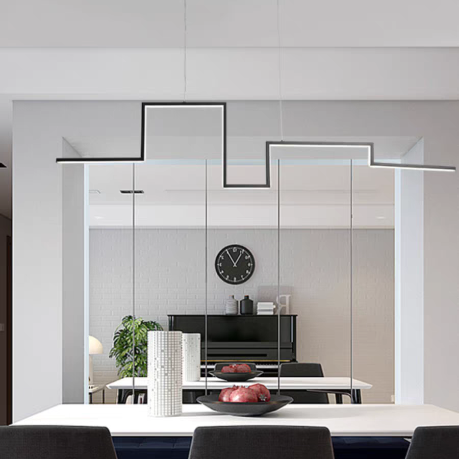 Arisha Lampada a Sospensione Designer Metallo Nero/Oro Lineare