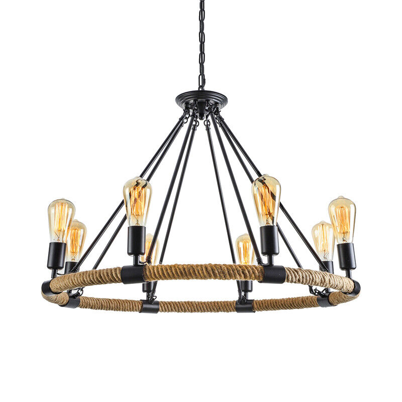 Epoch Design Metallo/Corda LED Sospensione Nero Soggiorno/Bar/Ristorante