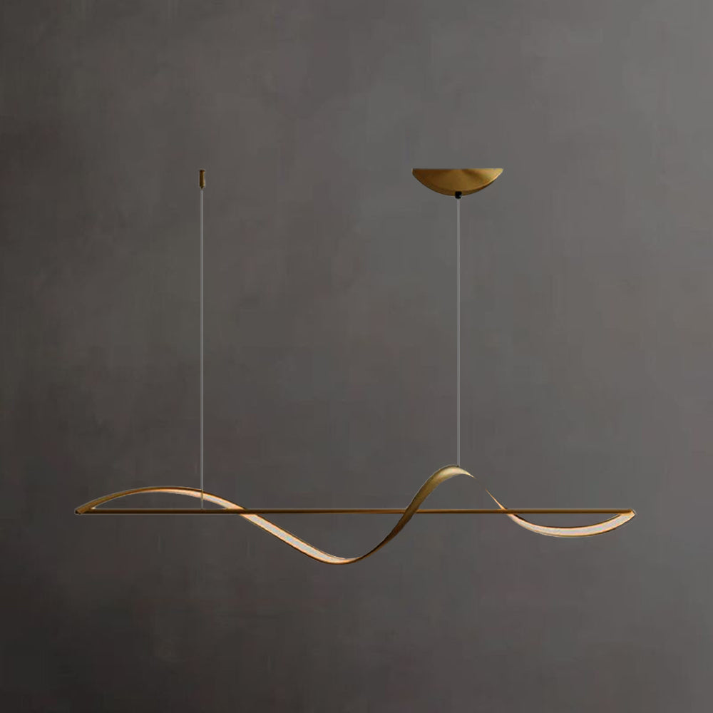 Arisha Lampada a Sospensione Metallo Ottone/Nero Onda Galleria d'Arte Minimalista