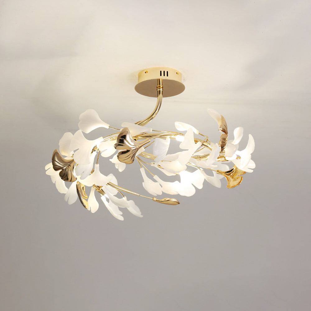Olivia Bellissimo Design LED Plafoniera Art Ginkgo Biloba Ceramica Metallo Oro Soggiorno/Camera da Letto