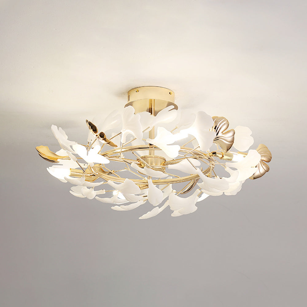 Olivia Bellissimo Design LED Plafoniera Art Ginkgo Biloba Ceramica Metallo Oro Soggiorno/Camera da Letto