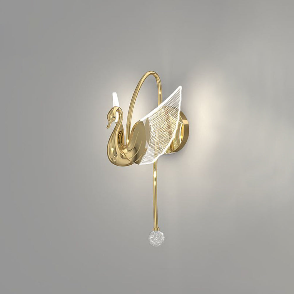 Arisha Design LED Cigno Lampada da Parete Acrilico Metallo Oro/Rosa Soggiorno/Camera da Letto