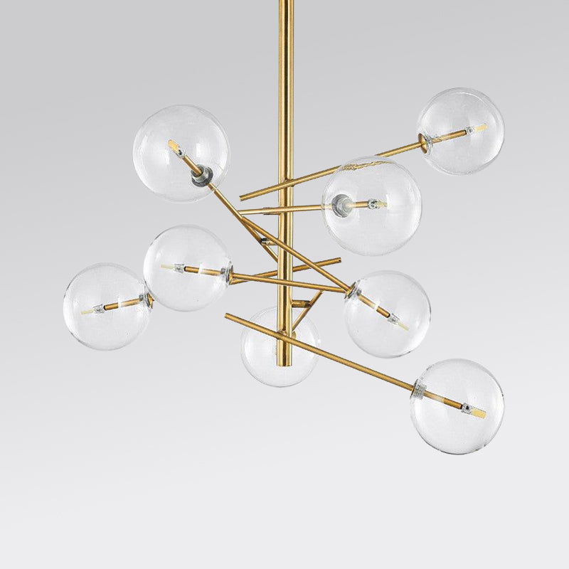 Lustra Lux Lampadario in Metallo Oro e Vetro Trasparente