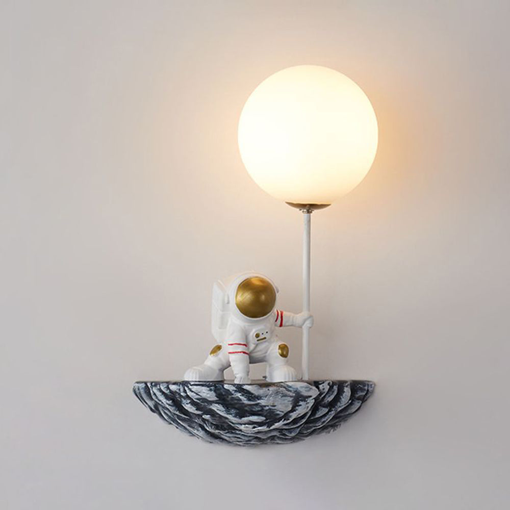 Aria Design LED Astronauta Decorativo Applique Metallo Vetro Acrilico Bianco/Blu-Bianco Soggiorno/Camera da Letto
