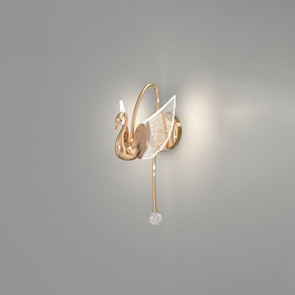 Arisha Design LED Cigno Lampada da Parete Acrilico Metallo Oro/Rosa Soggiorno/Camera da Letto