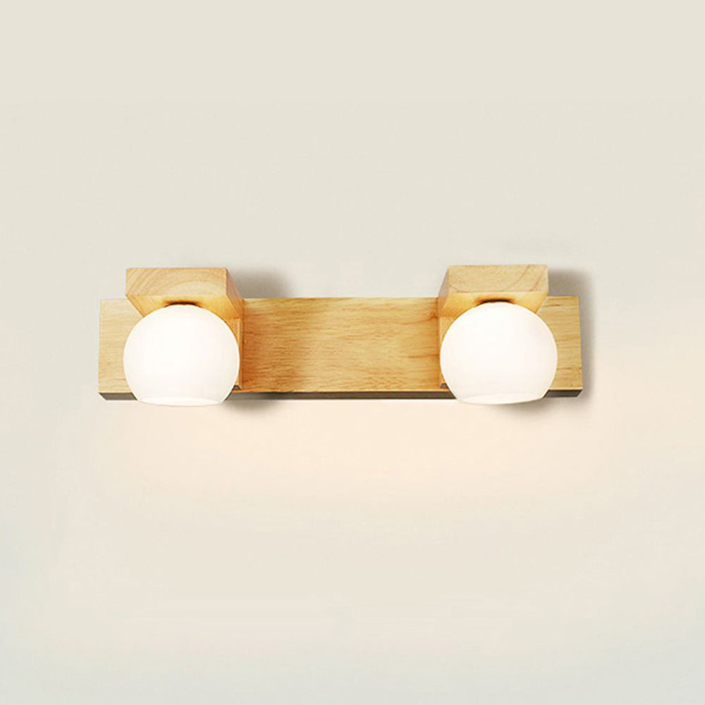 Muto Moderni LED Piccolo Applique Vanità Specchio Sfera Legno Bagno