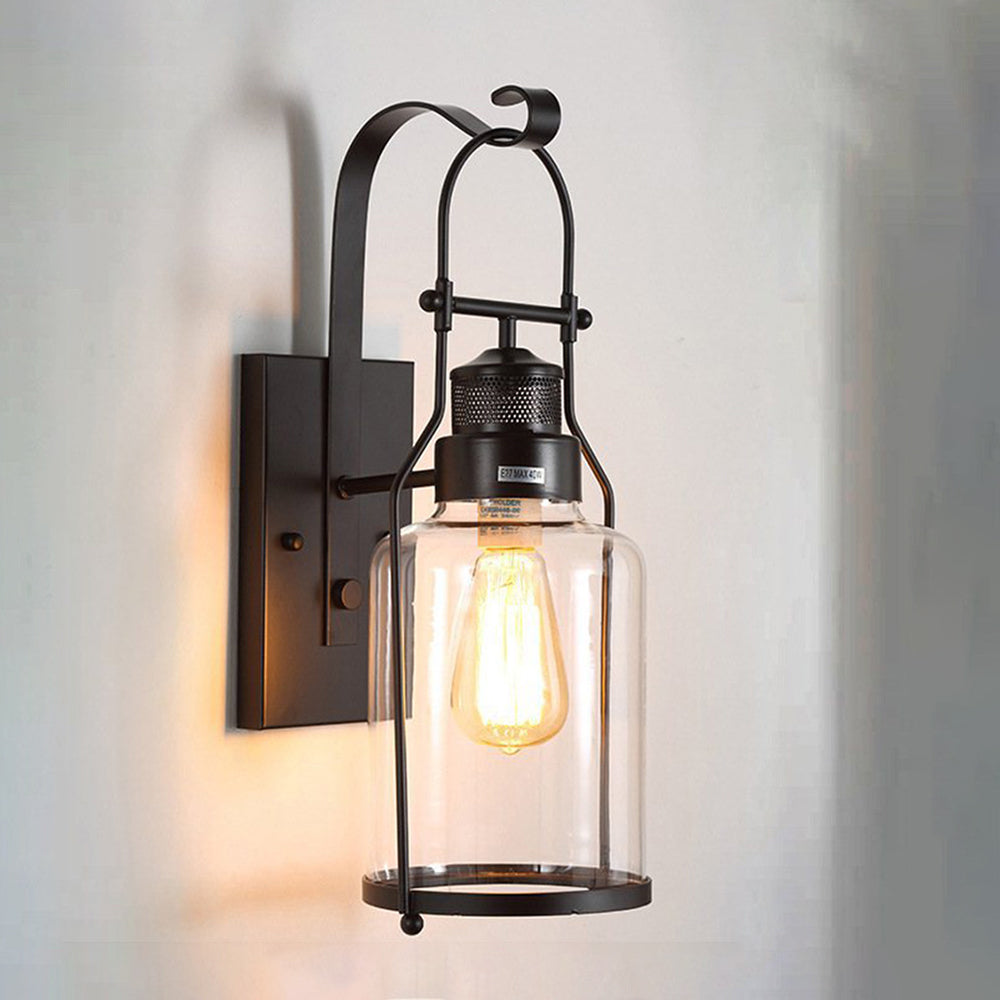 Silva Vintage Industriale LED Applique Vetro Metallo Nero/Ruggine Soggiorno/Camera da Letto