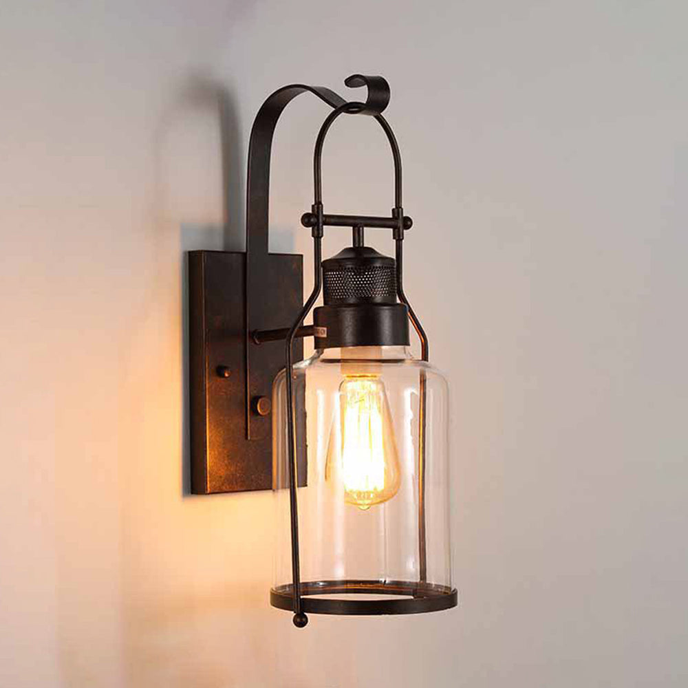 Silva Vintage Industriale LED Applique Vetro Metallo Nero/Ruggine Soggiorno/Camera da Letto