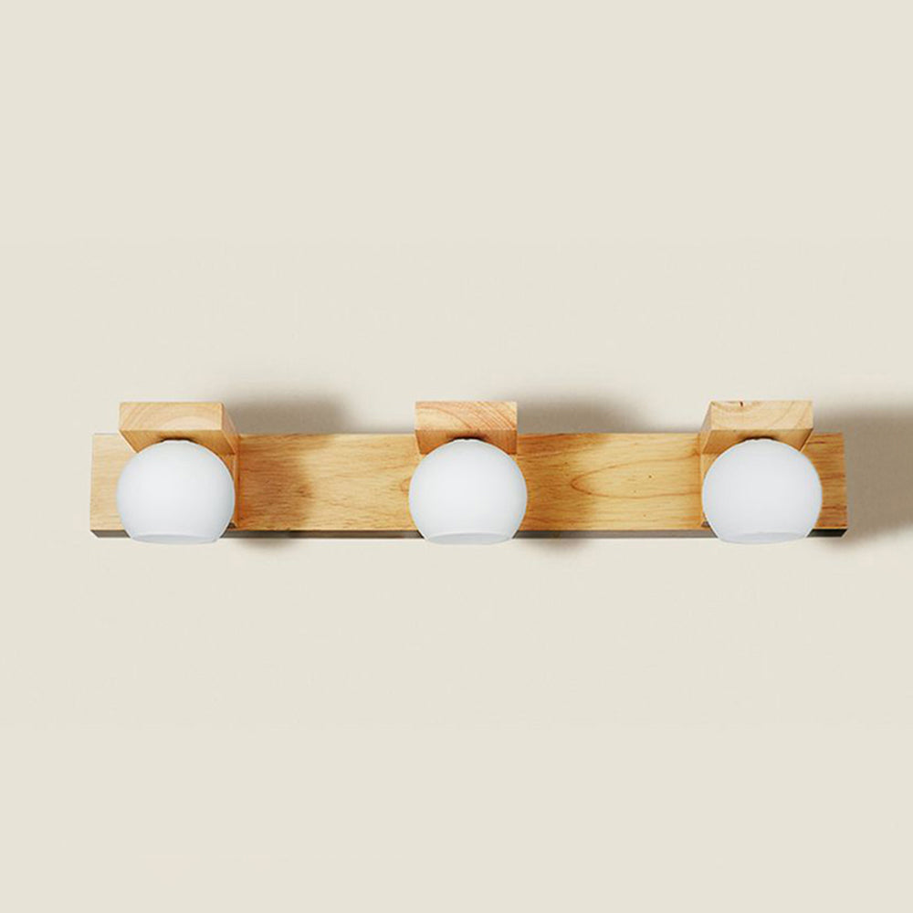 Muto Moderni LED Piccolo Applique Vanità Specchio Sfera Legno Bagno